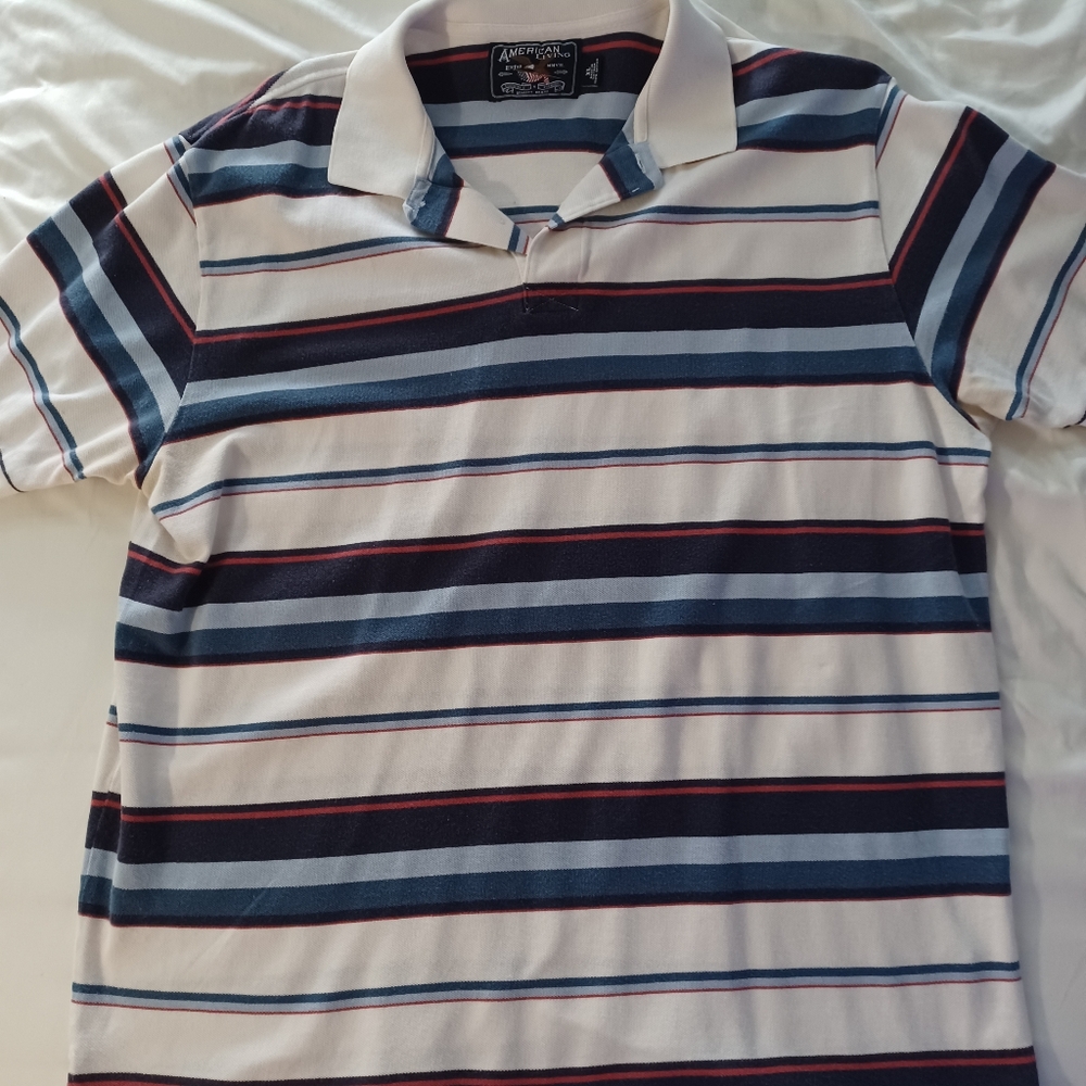American Living mens XL multicolor stripe polo short sleeve shirt.